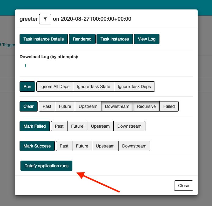 Link to Conveyor application runs from a task run